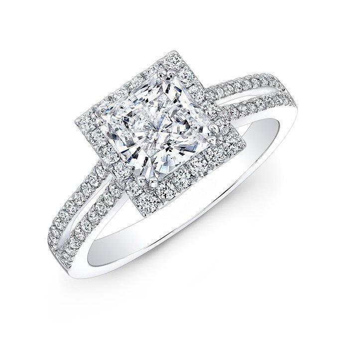 2.75 Carats Natural Princess Cut Diamonds Engagement Halo Ring 14K White Gold