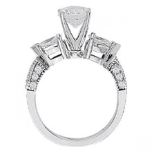 2.75 Carats Real Diamonds Three Stone Style Engagement Ring White Gold 14K