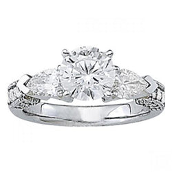 2.75 Carats Real Diamonds Three Stone Style Engagement Ring White Gold 14K