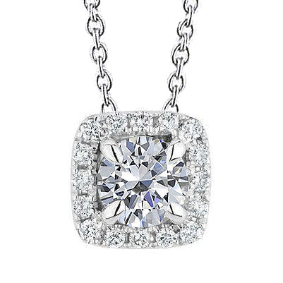 2.75 Carats Round Cut Real Diamond Halo Pendant White Gold 14K