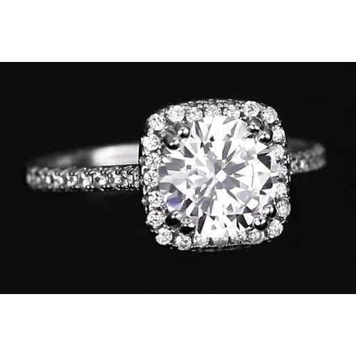 2.75 Carats Round Natural Diamond Halo Engagement Ring