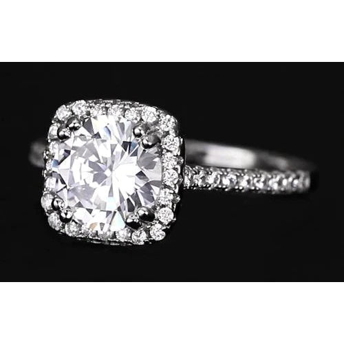 2.75 Carats Natural Earth Mined Diamond Halo Engagement Ring