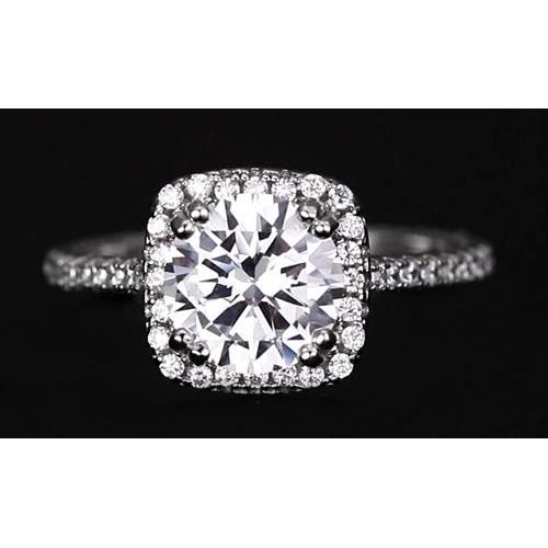 2.75 Carats Round Natural Diamond Halo Engagement Ring
