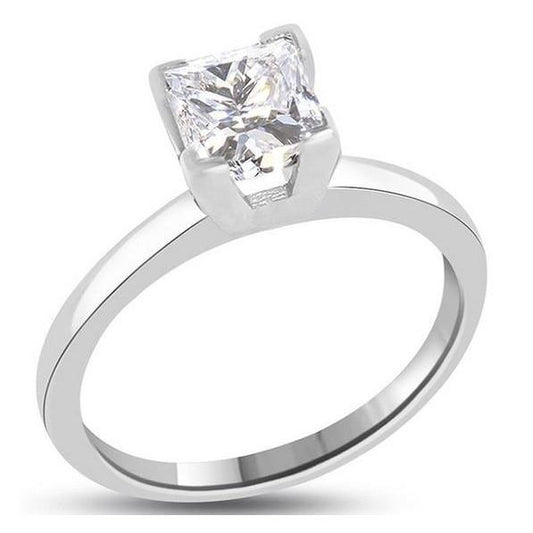 2.75 Carats Solitaire Princess Cut Sparkling Genuine Diamond Wedding Ring