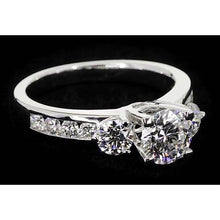 2.75 Carats Three Stone Ring Channel Set Round Diamond Jewelry