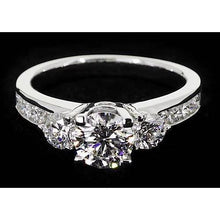 2.75 Carats Three Stone Ring Channel Set Round Diamond Jewelry