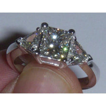 2.75 Ct. 3 Stone Princess and Trilliant Cut Natural Diamond Engagement Ring