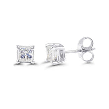 2.8 Ct Princess Cut Natural Diamond Stud Earring 14K White Gold