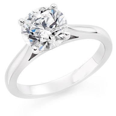 2.80 Carat Solitaire Round Cut Real Diamond Wedding Ring White Gold 14K