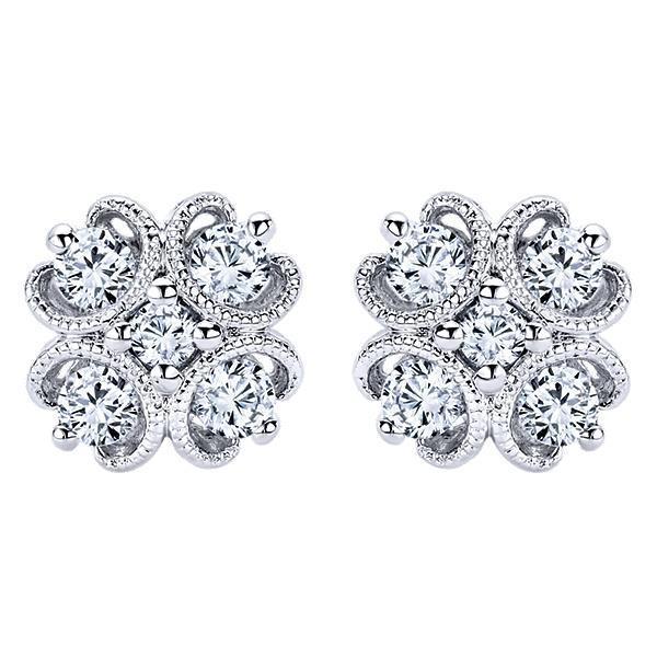 2.80 Carats Gorgeous Genuine Diamonds Lady Studs Earring 14K White Gold New