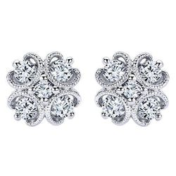 2.80 Carats Gorgeous Genuine Diamonds Lady Studs Earring 14K White Gold New