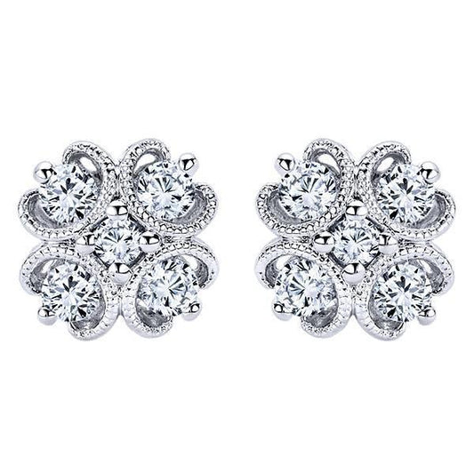 2.80 Carats Gorgeous Genuine Diamonds Lady Studs Earring 14K White Gold New