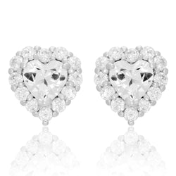 2.80 Carats New Round And Heart Cut Real Diamond Halo Stud Earrings
