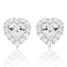 2.80 Carats New Round And Heart Cut Real Diamond Halo Stud Earrings