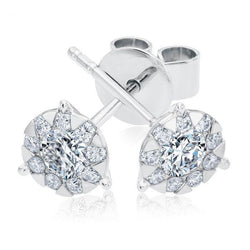 2.80 Carats Round Cut Real Diamonds Women Studs Earrings White Gold 14K