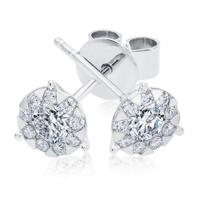 2.80 Carats Round Cut Real Diamonds Women Studs Earrings White Gold 14K