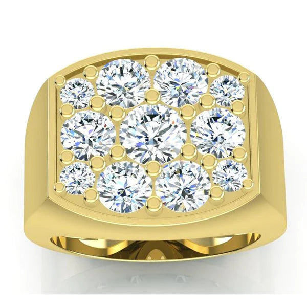 2.80 Carats Round Real Diamonds Men's Engagement Ring Two Tone Gold 14K
