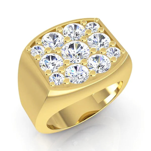 2.80 Carats Round Real Diamonds Men's Engagement Ring Two Tone Gold 14K
