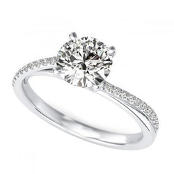 2.80 Carats Solitaire With Accent Genuine Diamonds Engagement Ring Gold 14K