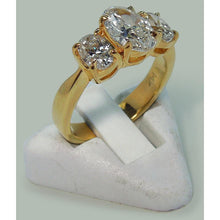 2.81 Cts. Oval Genuine Diamonds Three Stone Engagement Ring Yellow Gold 18K