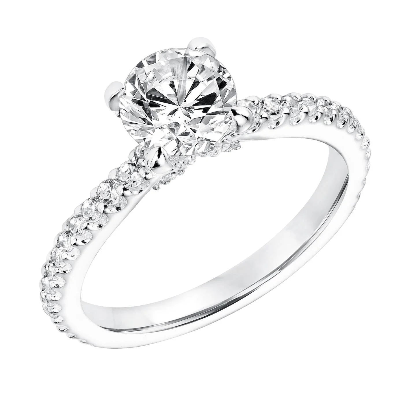 2.85 Carats Real Diamond Engagement Ring White Gold 14K