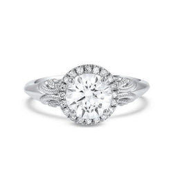 2.85 Ct Accented Real Round Diamond Halo Ring White Gold