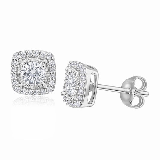 2.90 Carats Gorgeous Round Cut Real Diamond Stud Earrings White Gold 14K