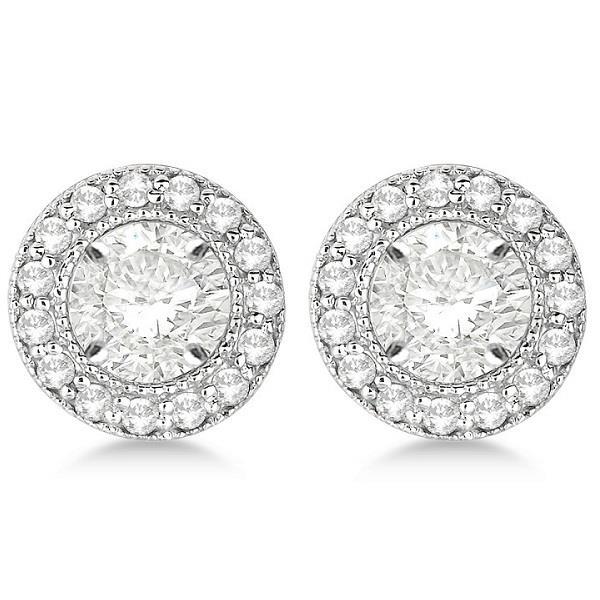 2.90 Carats Round Real Diamond Jacket Women Earring White Gold 14k Studs