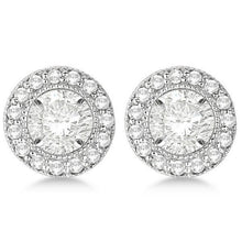 2.90 Carats Round Real Diamond Jacket Women Earring White Gold 14k Studs