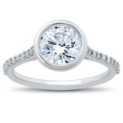 2.90 Carats Solitaire With Accent Natural Earth Mined Diamonds Wedding Ring White Gold 14K