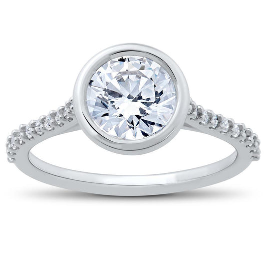 2.90 Carats Solitaire With Accent Real Diamonds Wedding Ring White Gold 14K