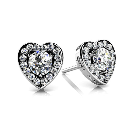 2.90 Ct Gorgeous Round Cut Natural Diamonds Heart Shaped Earring Halo Studs