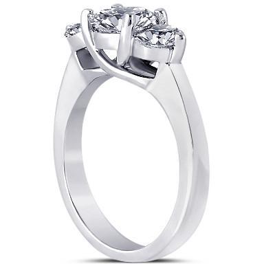  Three Stone Round Real Diamond Engagement Ring Gold New