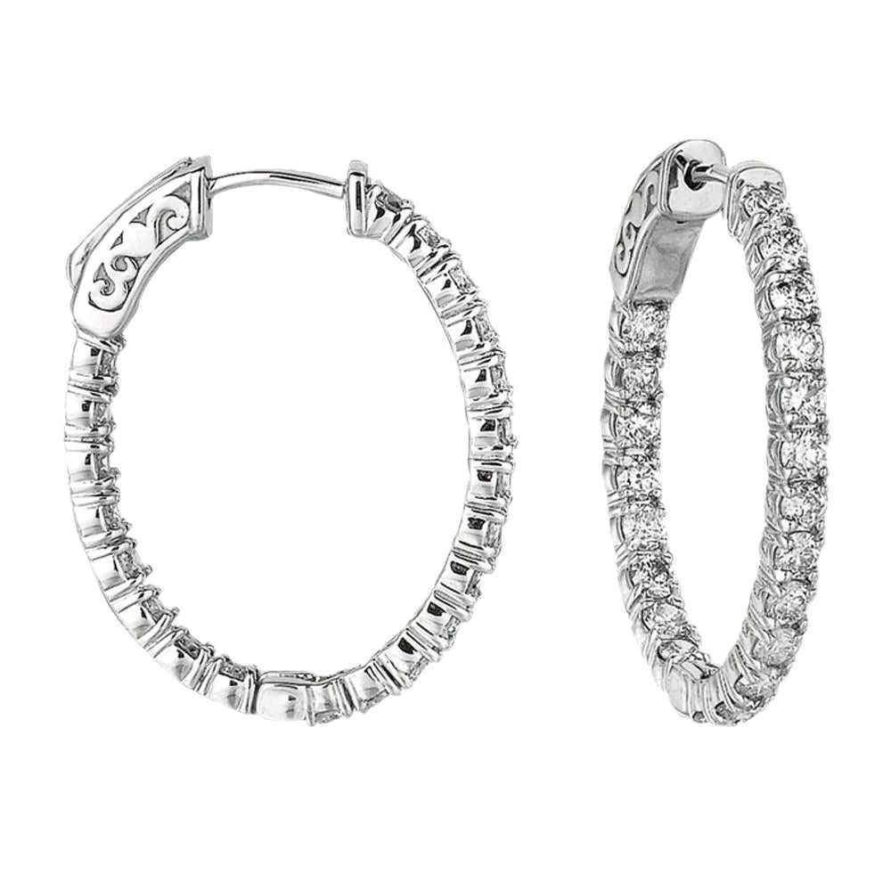 2.94 Carats Natural Diamond Hoop Earrings White Gold 14K Prong Setting