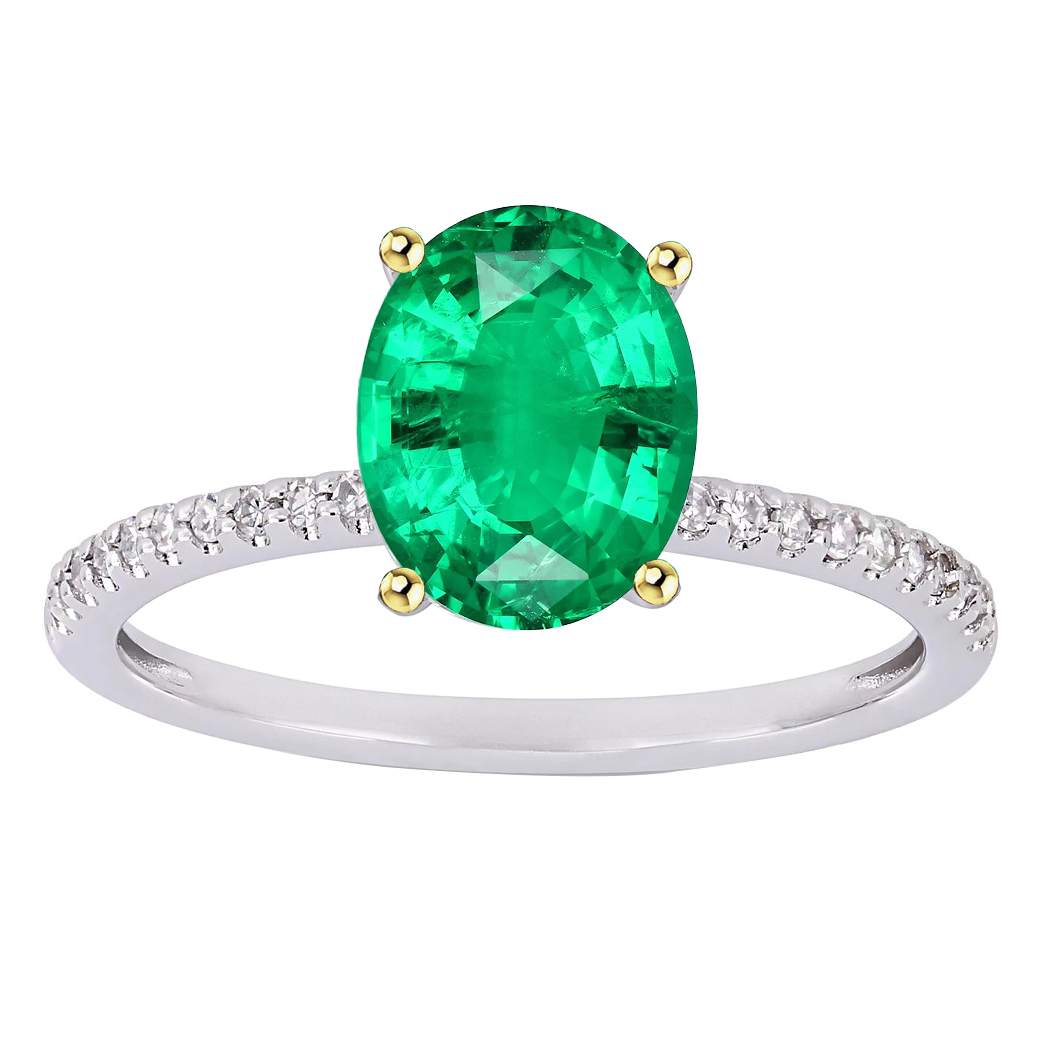 Oval Emerald ring in 14K Two Tone Gold – main view