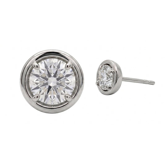 2 Carat Lab Grown Diamonds Stud Earring Round Cut 14K White Gold