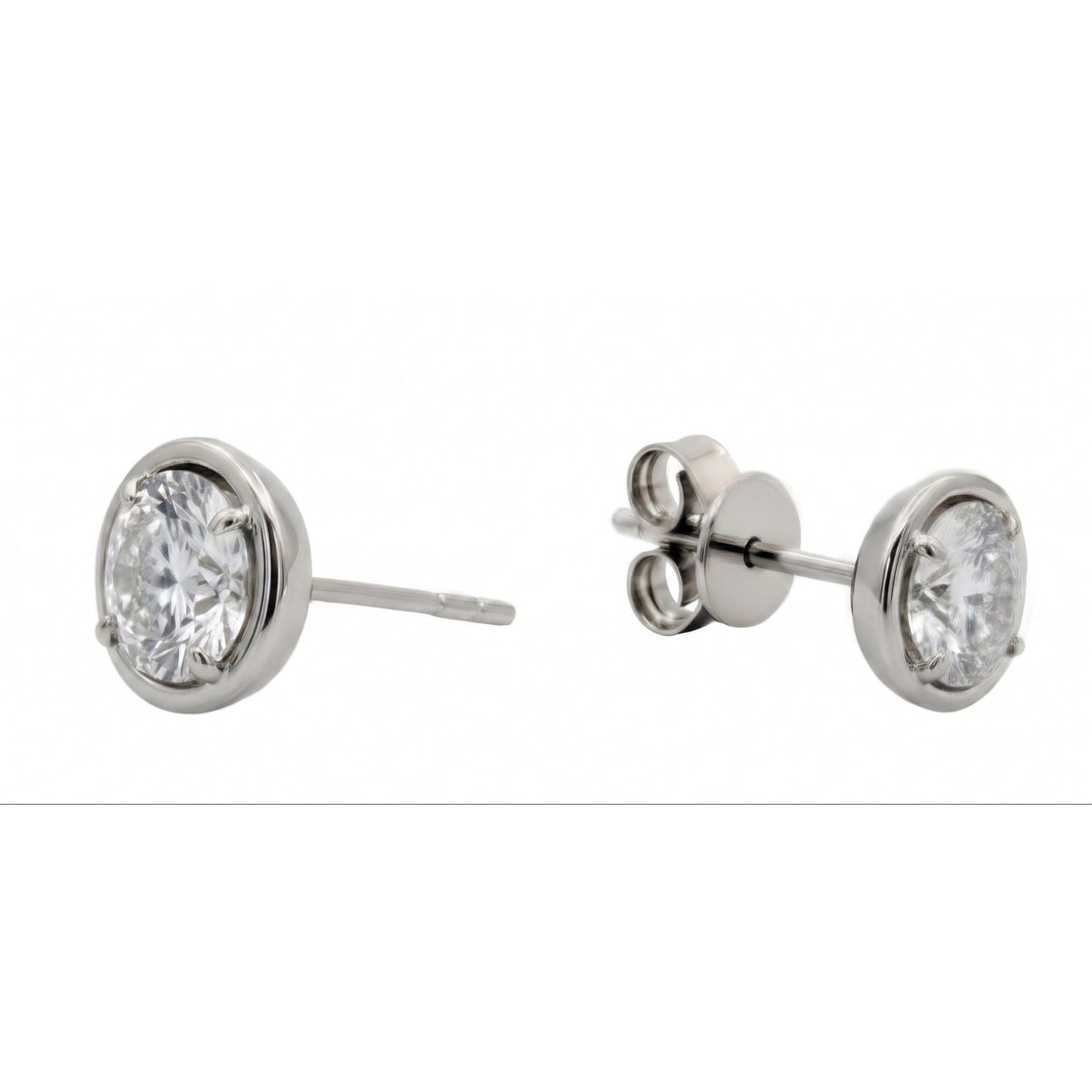 2 Carat Lab Grown Diamonds Stud Earring Round Cut 14K White Gold