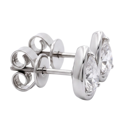2 Carat Pear Cut Lab Grown Diamonds Stud Earring White Gold 14K