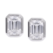 2 Carat Prong Setting Ladies Emerald Cut Lab Grown Diamonds Earring White Gold 14K