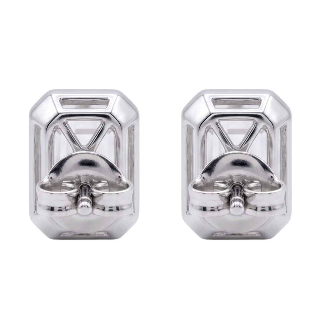 2 Carat Prong Setting Ladies Emerald Cut Lab Grown Diamonds Earring White Gold 14K