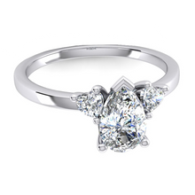 2 Carats Three Stone Pear and Heart Cut Lab Grown Diamond Ring