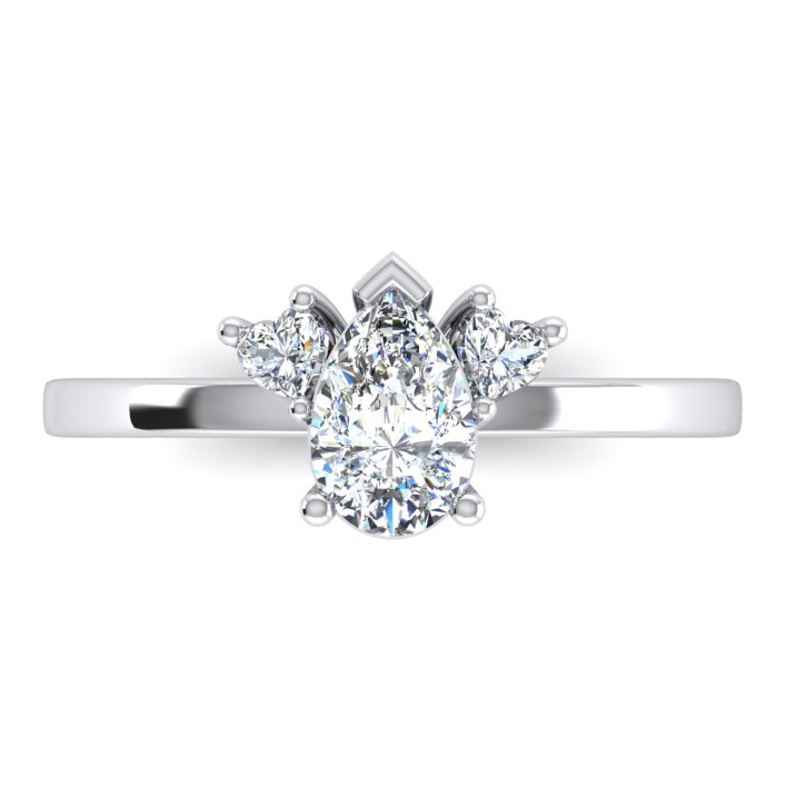 2 Carats Three Stone Pear and Heart Cut Lab Grown Diamond Ring