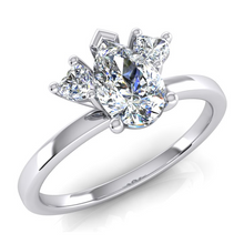 2 Carats Three Stone Pear and Heart Cut Lab Grown Diamond Ring