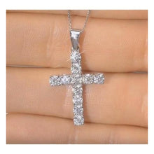 2 Ct Round Natural Earth Mined Diamond Ladies Cross Pendant Jewellery