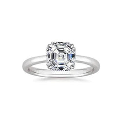 2ct Asscher Real Diamond Band Solitaire Ring