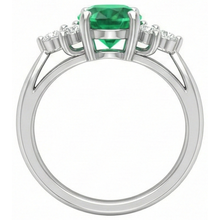 3.10 Carats Prong Set Green Emerald And Natural Earth Mined DIAMOND ( NOT LAB GROWN ) Gemstone Ring White Gold 14K