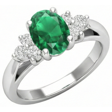 3.10 Carats Prong Set Green Emerald And Natural Earth Mined DIAMOND ( NOT LAB GROWN ) Gemstone Ring White Gold 14K