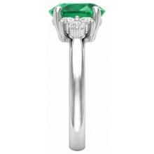 3.10 Carats Prong Set Green Emerald And Natural Earth Mined DIAMOND ( NOT LAB GROWN ) Gemstone Ring White Gold 14K