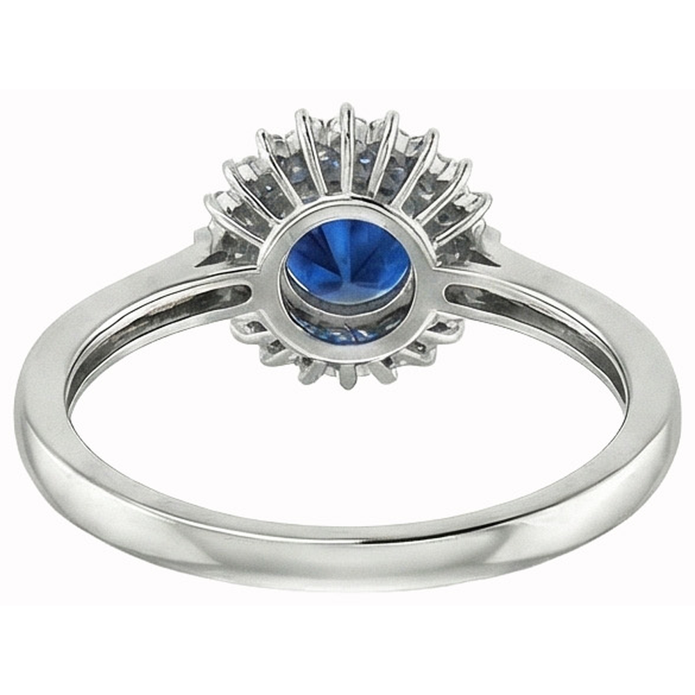 3.10 Ct Round Ceylon Blue Sapphire & Natural Earth Mined DIAMOND ( NOT LAB GROWN )s Ring WG 14K
