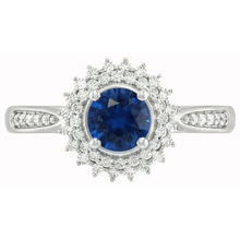 3.10 Ct Round Ceylon Blue Sapphire & Natural Earth Mined DIAMOND ( NOT LAB GROWN )s Ring WG 14K